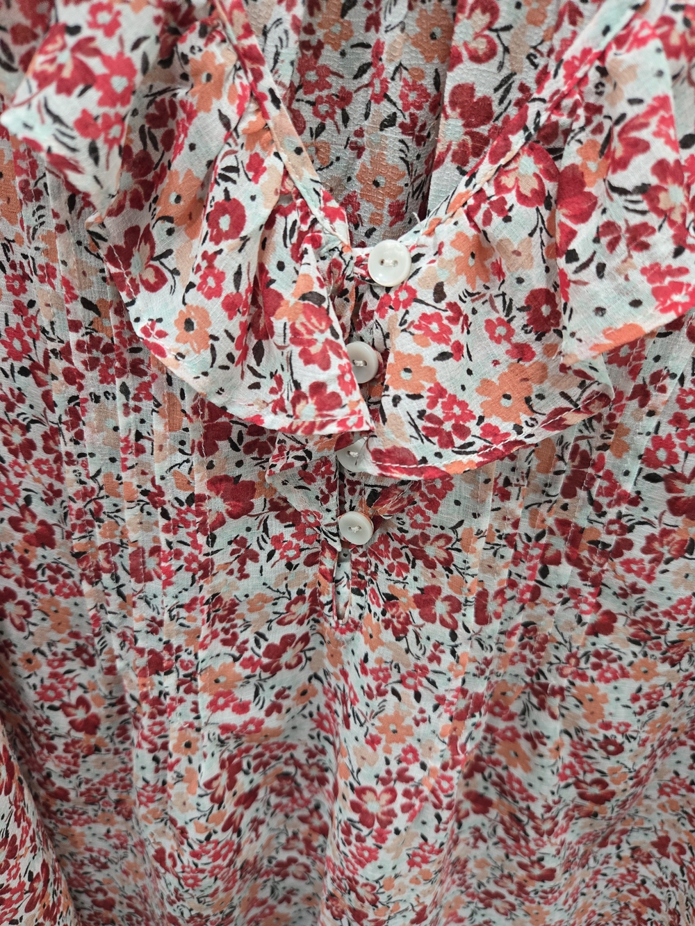 torrid Coral Pink Floral Ruffle Chiffon Sleeve Blouse